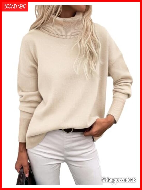 Sweaters - Women's Turtleneck Sweater Pullover Chunky Knitted Long Sleeve